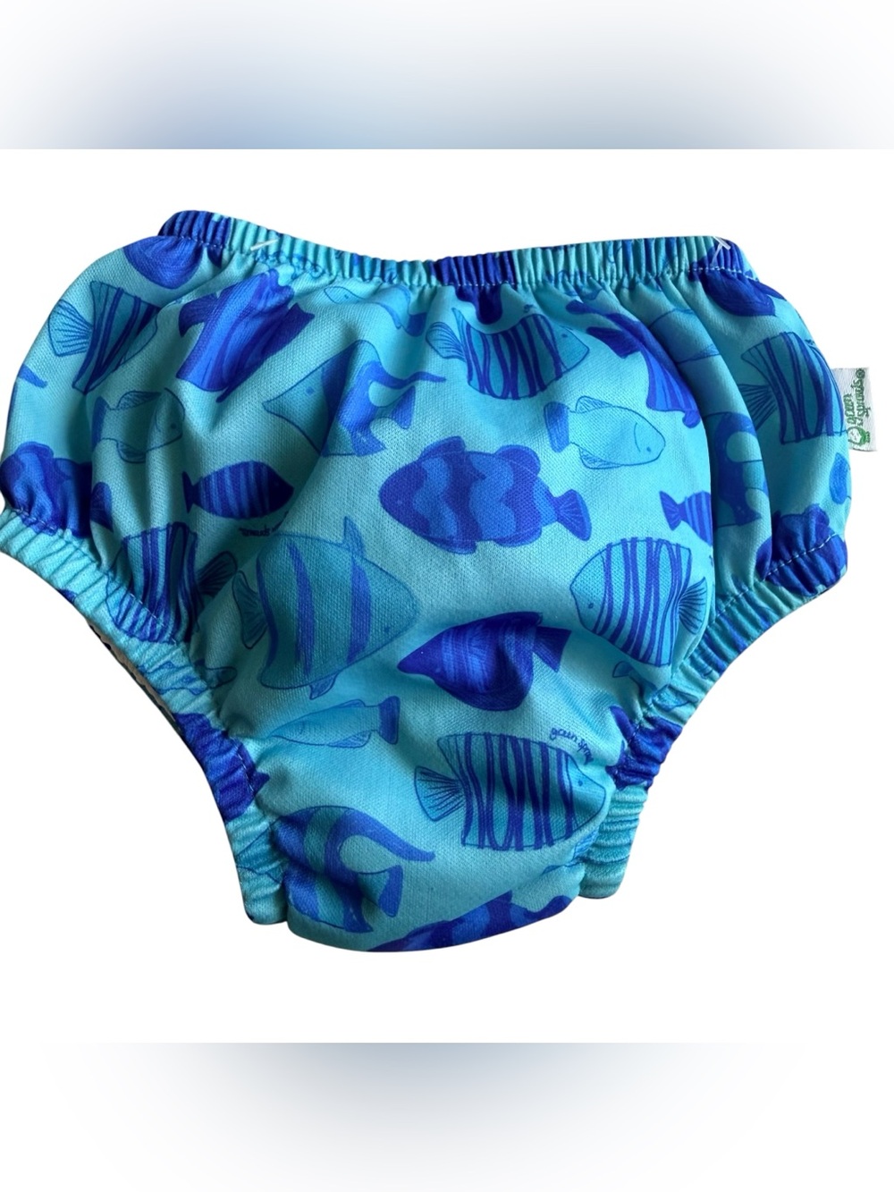 Kids Blue Fish Print Swim Training Trunks Swim Diaper